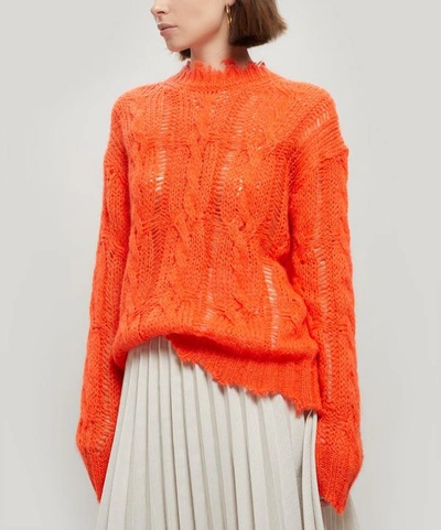 Shop Acne Studios Kelena Loose Weave Cable-knit Sweater In Coral