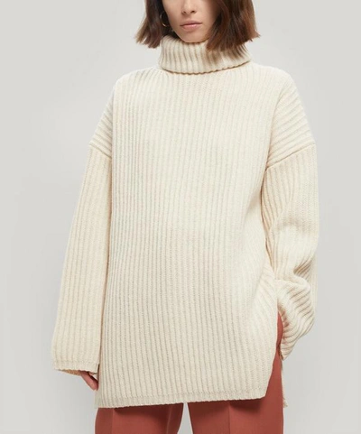 Shop Acne Studios Oversized Roll-neck Wool Sweater In White