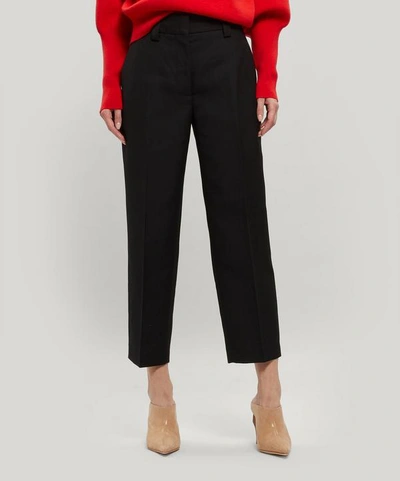Shop Acne Studios Cotton-blend Tapered Trousers In Black
