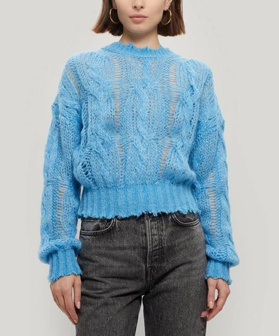 Shop Acne Studios Kella Loose Weave Cable-knit Sweater In Sky Blue