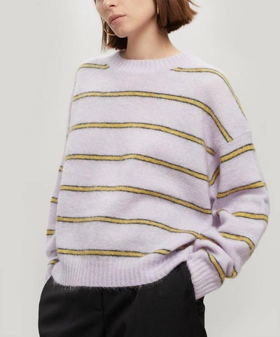 Shop Acne Studios Khira Thin Stripe Mohair-blend Sweater In Violet