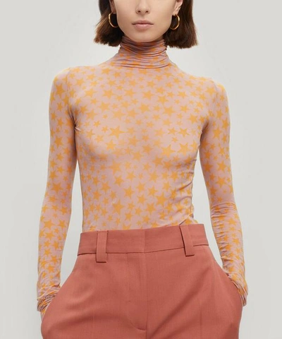 Shop Acne Studios Denise Star Print High-neck Top In Sunflower Yellow