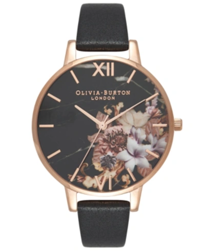 Shop Olivia Burton Women's Black Leather Strap Watch 38mm