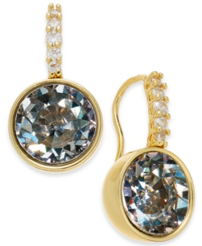 Shop Kate Spade Gold-tone Crystal Drop Earrings In Clear/gold