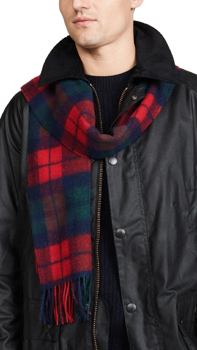 Shop Barbour New Check Scarf In Bright Red