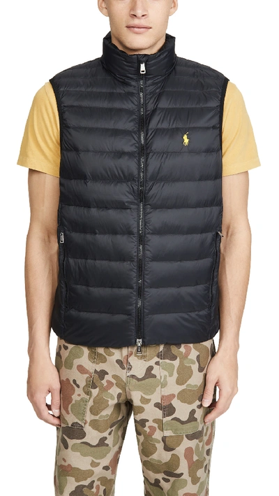 Shop Polo Ralph Lauren Packable Down Vest In Black