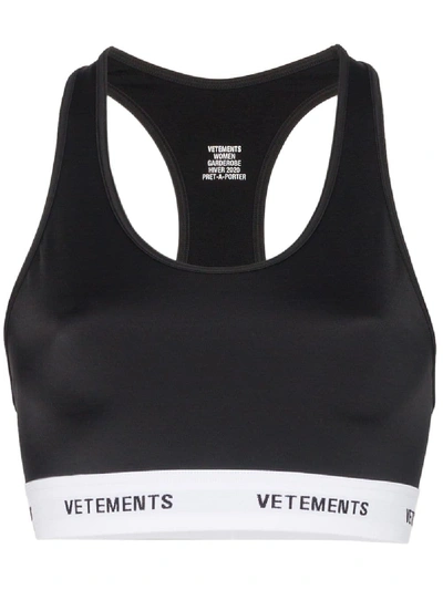 Shop Vetements Sports Top With Logo In Black