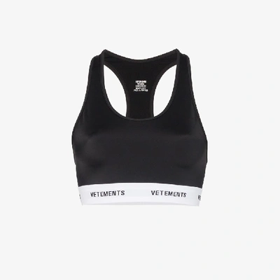 Shop Vetements Sports Top With Logo In Black