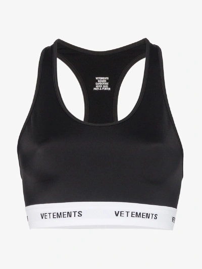 Shop Vetements Sports Top With Logo In Black