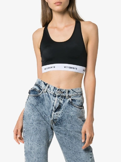 Shop Vetements Sports Top With Logo In Black