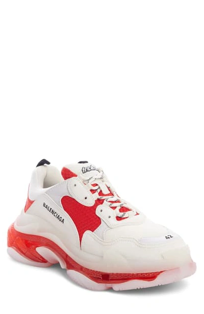 Shop Balenciaga Triple-s Air Retro Sneaker In White/ Red/ Grey