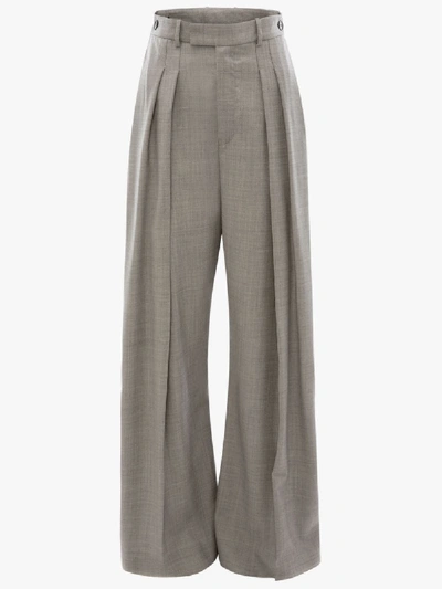 Shop Jw Anderson High Waisted Wide Leg Trousers In Grey