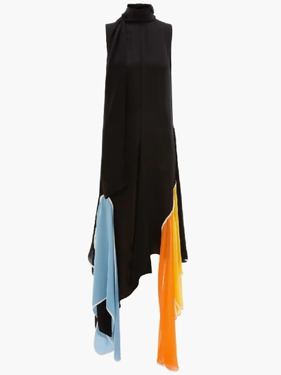Shop Jw Anderson Petal Dress With Scarf Detail In Black