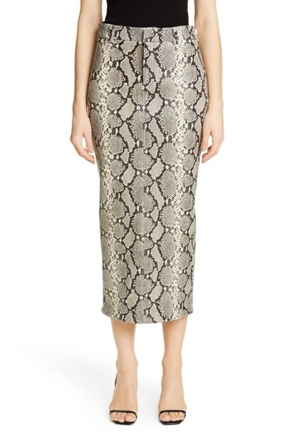 Shop Alexander Wang Snake Embossed Leather Midi Pencil Skirt In Natural