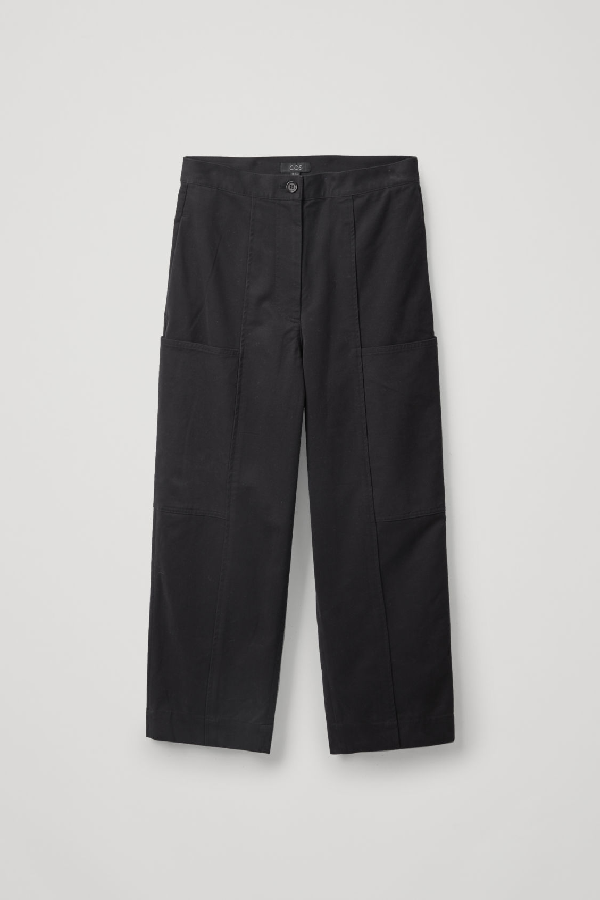 Cos Cargo-style Cotton Trousers In Black | ModeSens