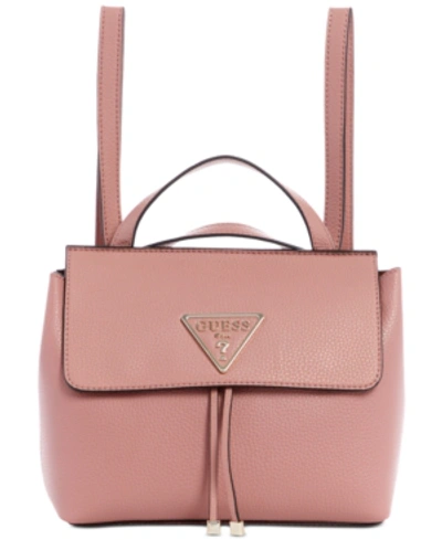 Shop Guess Aretha Convertible Crossbody Backpack In Rosewood/gold
