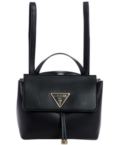 Shop Guess Aretha Convertible Crossbody Backpack In Black/gold