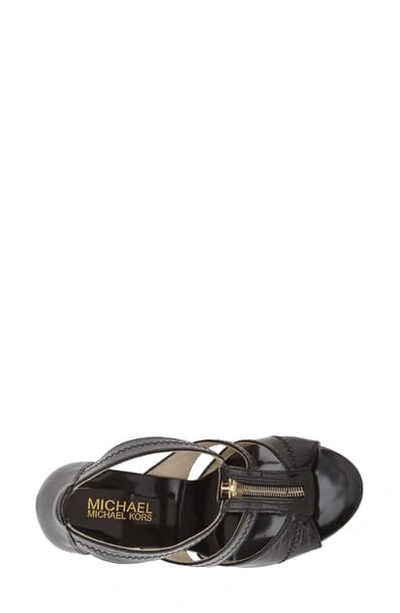 Shop Michael Michael Kors 'berkley' T-strap Sandal In Brown Print/ White Leather