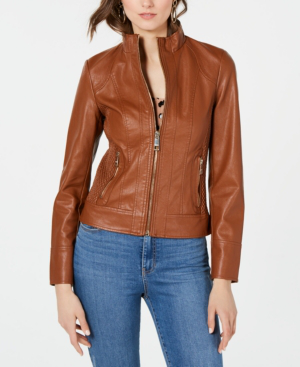 guess leather jacket womens