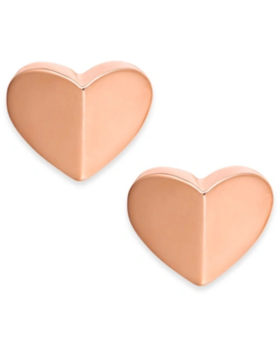 Shop Kate Spade Heart Stud Earrings In Rose Gold