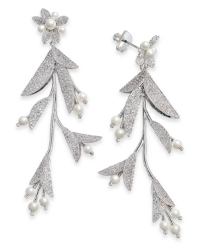 Shop Kate Spade Gold-tone Crystal & Imitation Flower Statement Earrings In Clear/silver