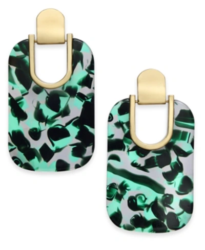 Shop Kate Spade Gold-tone Artistic Drop Earrings In Green Multi