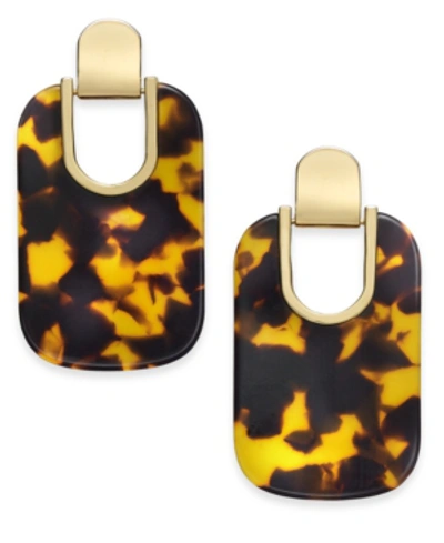 Shop Kate Spade Gold-tone Artistic Drop Earrings In Tortoise Multi