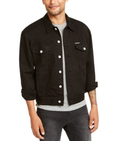Shop Calvin Klein Jeans Est.1978 Men's Foundation Trucker Jacket In Black Onyx