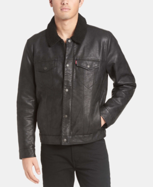 levis mens leather trucker jacket