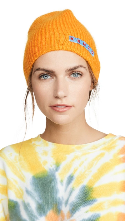 Shop Kenzo Knit Beanie In Marigold