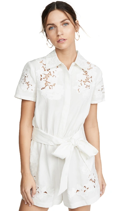 Shop Alice And Olivia Lanna Collared Romper In Off White