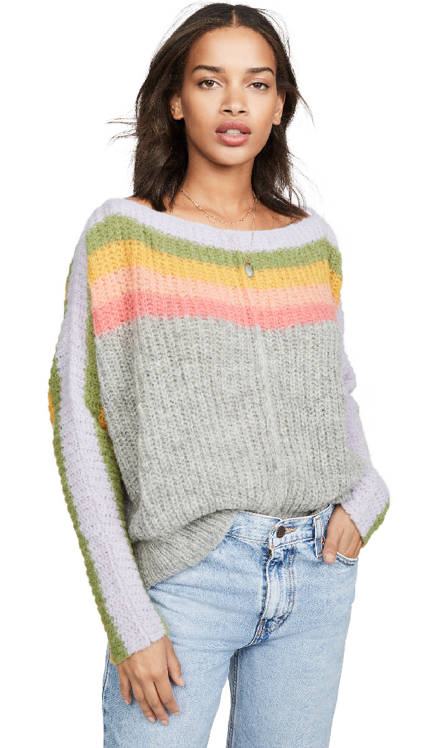 Free People See The Rainbow Sweater In Heather Grey Combo | ModeSens