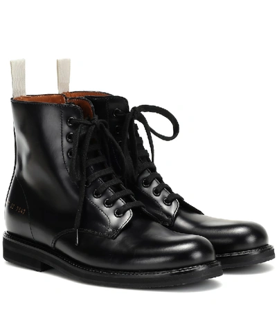 Shop Common Projects Combat Leather Boots In Black