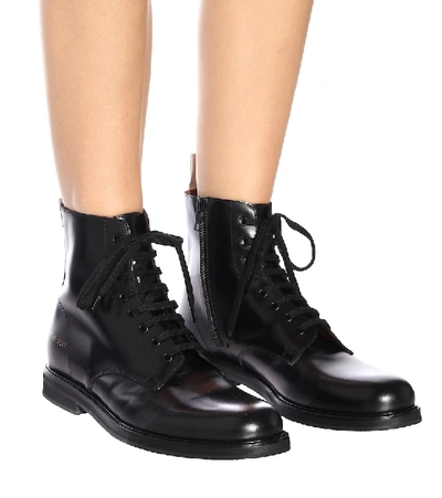 Shop Common Projects Combat Leather Boots In Black