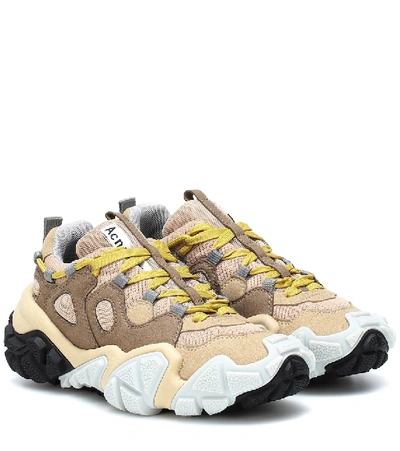 Shop Acne Studios Bolzter Mesh And Suede Sneakers In Brown