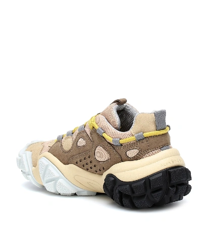 Shop Acne Studios Bolzter Mesh And Suede Sneakers In Brown