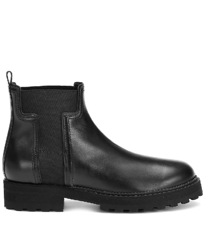 Shop Tod's Leather Ankle Boots In Black