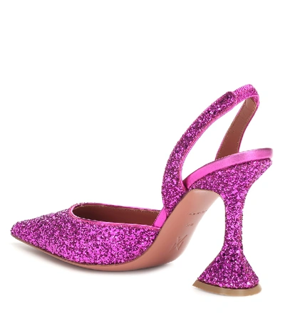 Shop Amina Muaddi Holli 95 Glitter Slingback Pumps In Pink