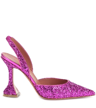 Shop Amina Muaddi Holli 95 Glitter Slingback Pumps In Pink