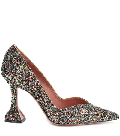 Shop Amina Muaddi Giorgia Sequined Pumps In Metallic