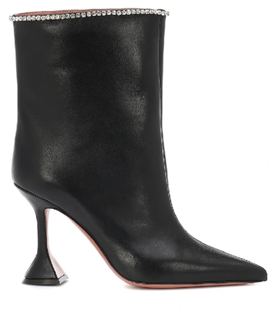 Shop Amina Muaddi Mia Crystal-embellished Ankle Boots In Black