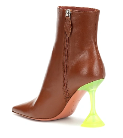 Shop Amina Muaddi Giorgia Leather Ankle Boots In Brown