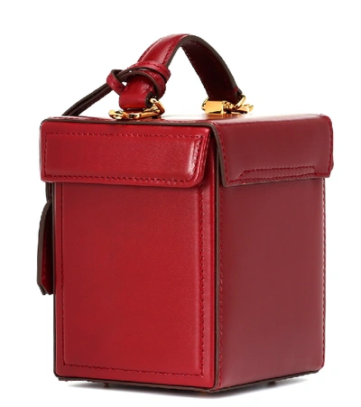 Shop Mark Cross Grace Cube Leather Shoulder Bag In Red