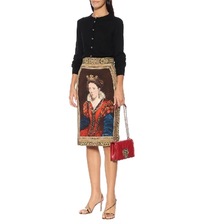 Shop Dolce & Gabbana Printed Pencil Skirt In Black