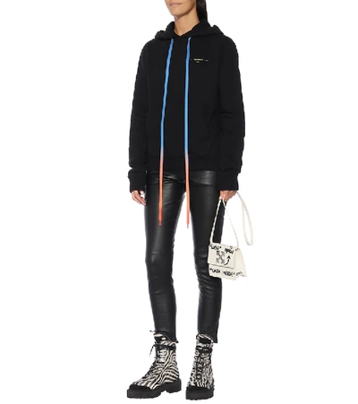 Shop Off-white Printed Cotton Hoodie In Black