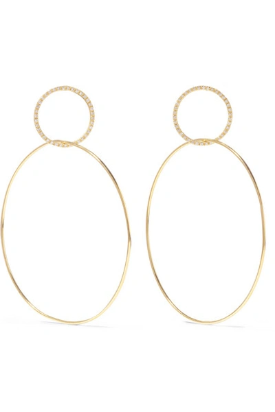 Shop Ileana Makri Double Slim Large 18-karat Gold Diamond Hoop Earrings