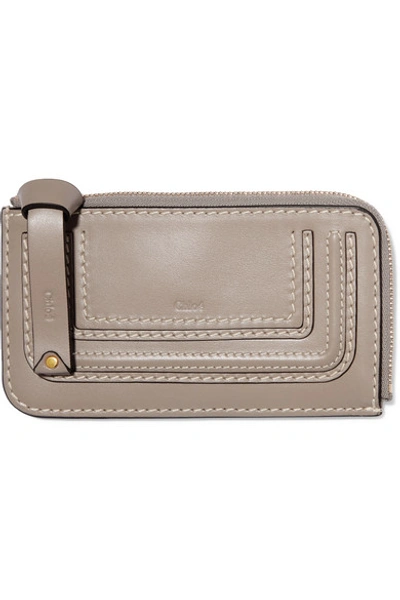 Shop Chloé Marcie Leather Cardholder In Gray