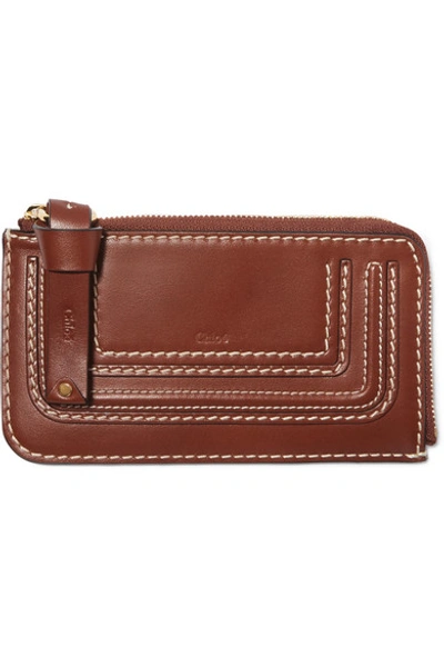 Shop Chloé Marcie Leather Cardholder In Brown