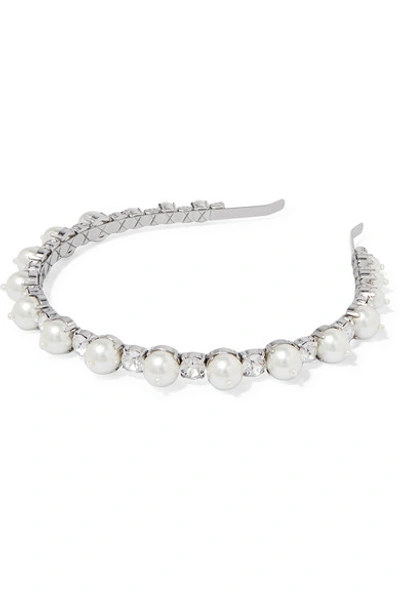 Shop Simone Rocha Silver-tone, Crystal And Faux Pearl Headband In Pink