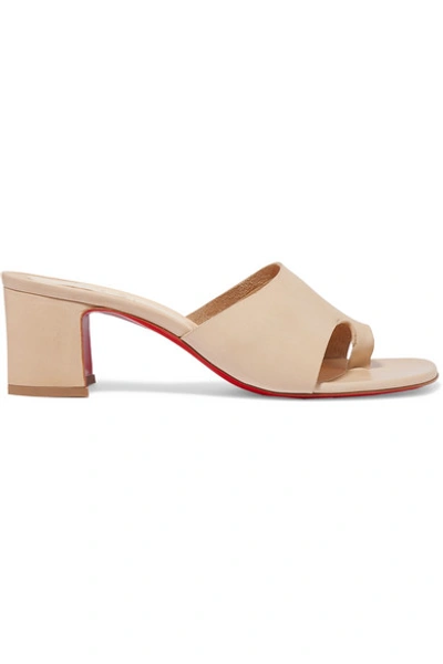 Shop Christian Louboutin Viberta 55 Leather Mules In Neutral